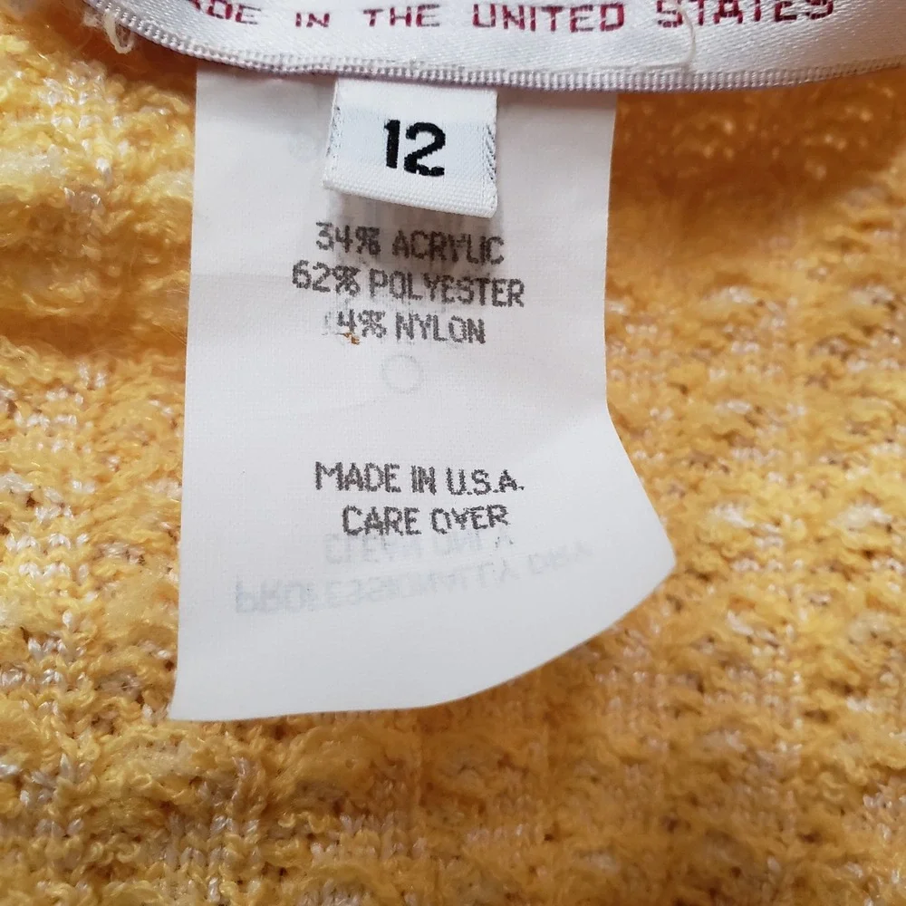 Vintage Castleberry Womens Yellow Woven Tweed Jacket Skirt Set Size 12 Old Money - Picture 9 of 11